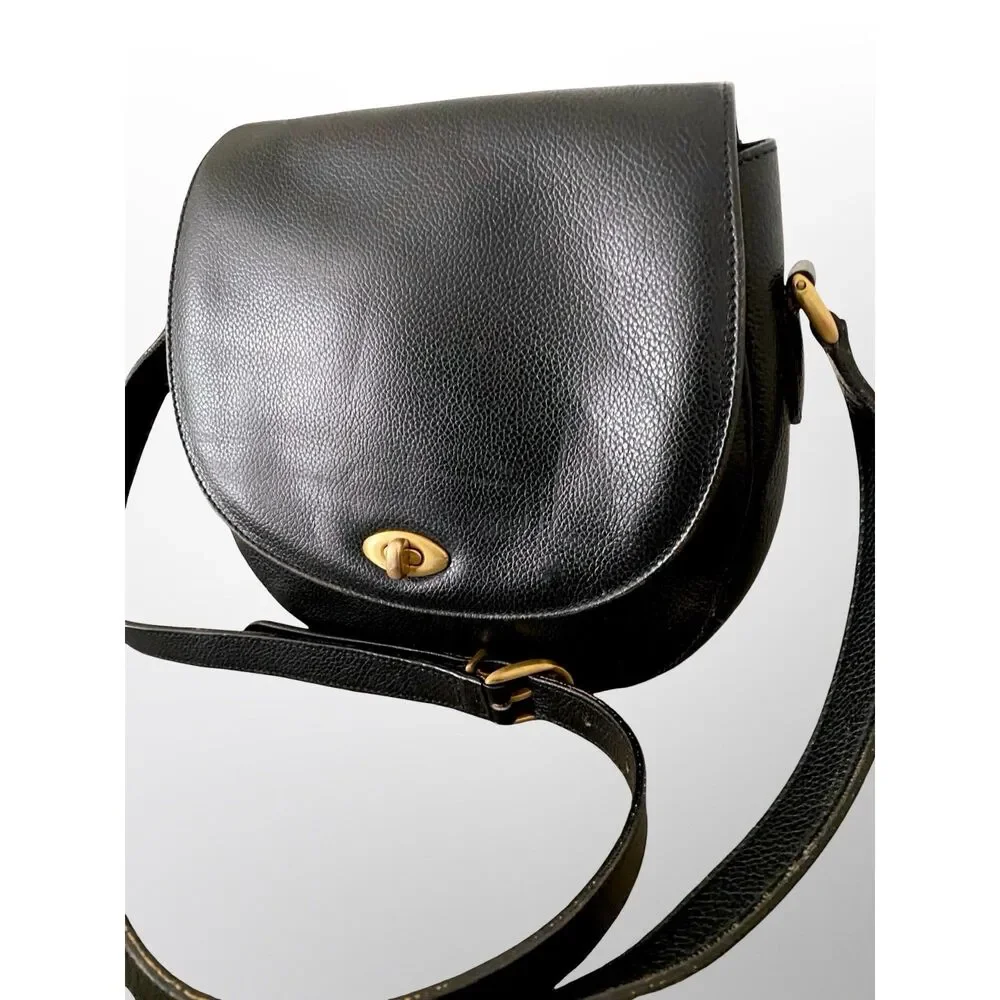 Vintage Coach 1994 Madison Carlyle 4401 Black Leather Crossbody Turnlock Italy - Picture 2 of 13